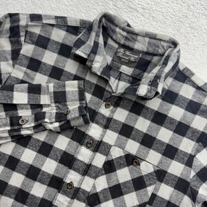 The Vermont Flannel Co Mens Medium Buffalo Plaid Cotton Shirt Black Grey USA
